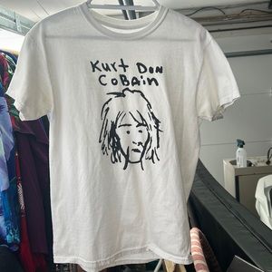Medium White Kurt Don Cobain T-Shirt, minor flaw (in photo)